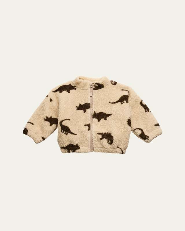 Girl's Jody Cherry-Print Teddy Jacket, Size 9M